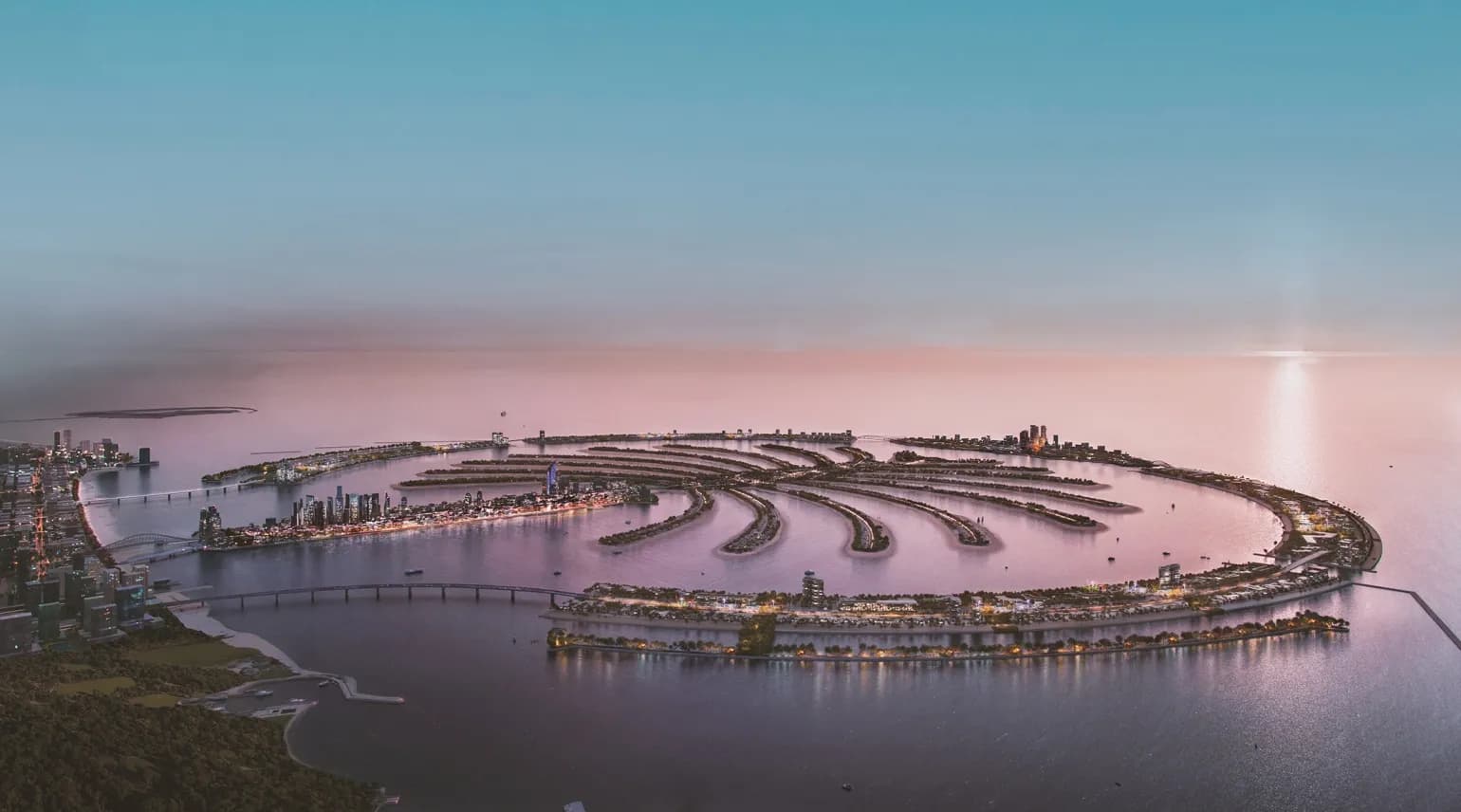 Veduta aerea di Palm Jebel Ali e della costa di Jebel Ali