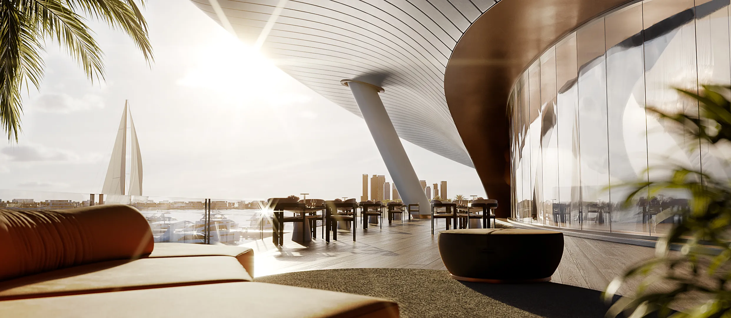 Rendering dello yacht club di Palm Jebel Ali